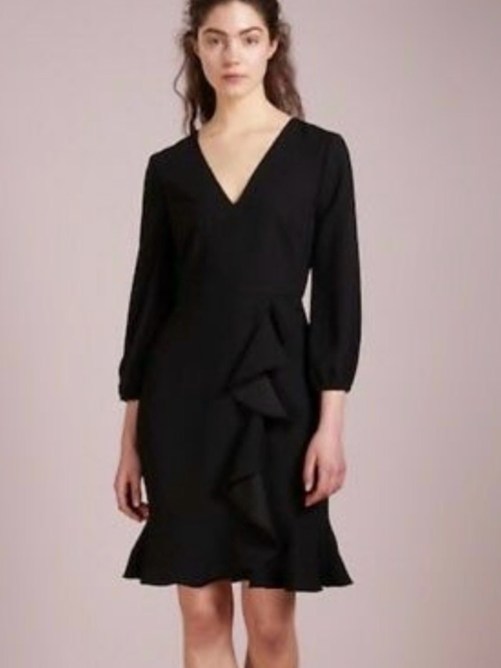 J.Crew Drapey ruffle-front dress Black size 6